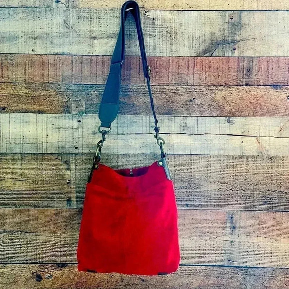 Mo & Co Red Suede Crossbody - Picture 2 of 13